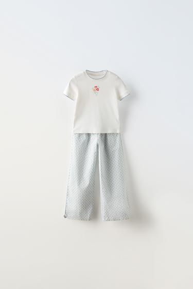 Zara 6-14 YEARS/ STRIPED FLORAL MATCHING SET - Blue