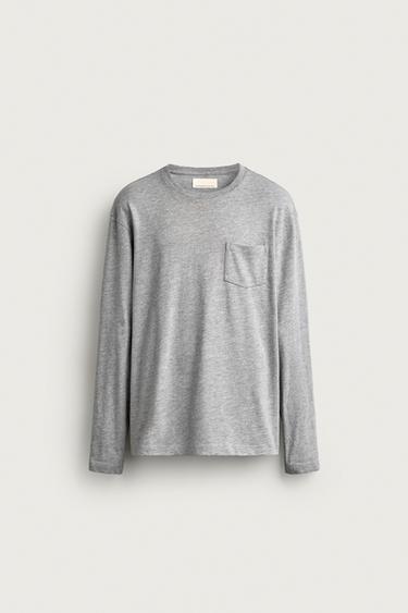 REGULAR FIT LONG SLEEVE T-SHIRT - Grey marl by Zara