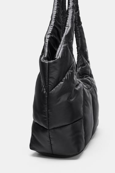 QUILTED EFFECT SHOPPER BAG - Black by Zara - Image 4