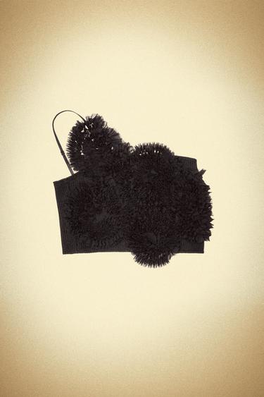 TOP CROP FLORES RELIEVE - Negro de Zara