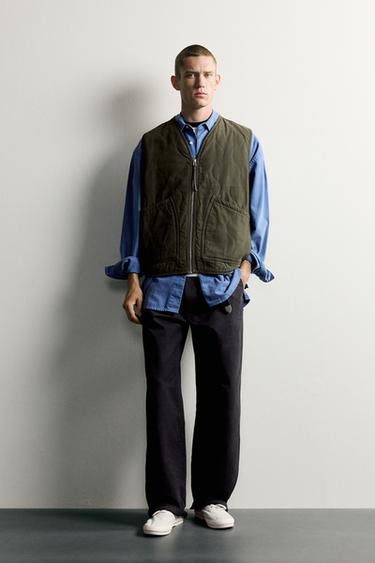 WASHED TOPSTITCHED WAISTCOAT - Bottle green by Zara - Image 0