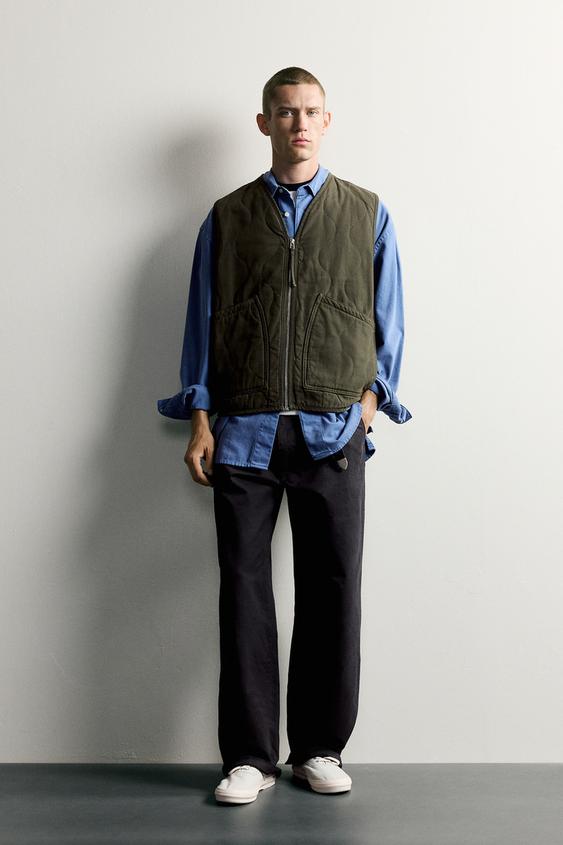 WASHED TOPSTITCHED WAISTCOAT - Bottle green by Zara - Image 0