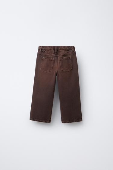 CROSS-WAIST WIDE-LEG JEANS - Brown by Zara - Image 1