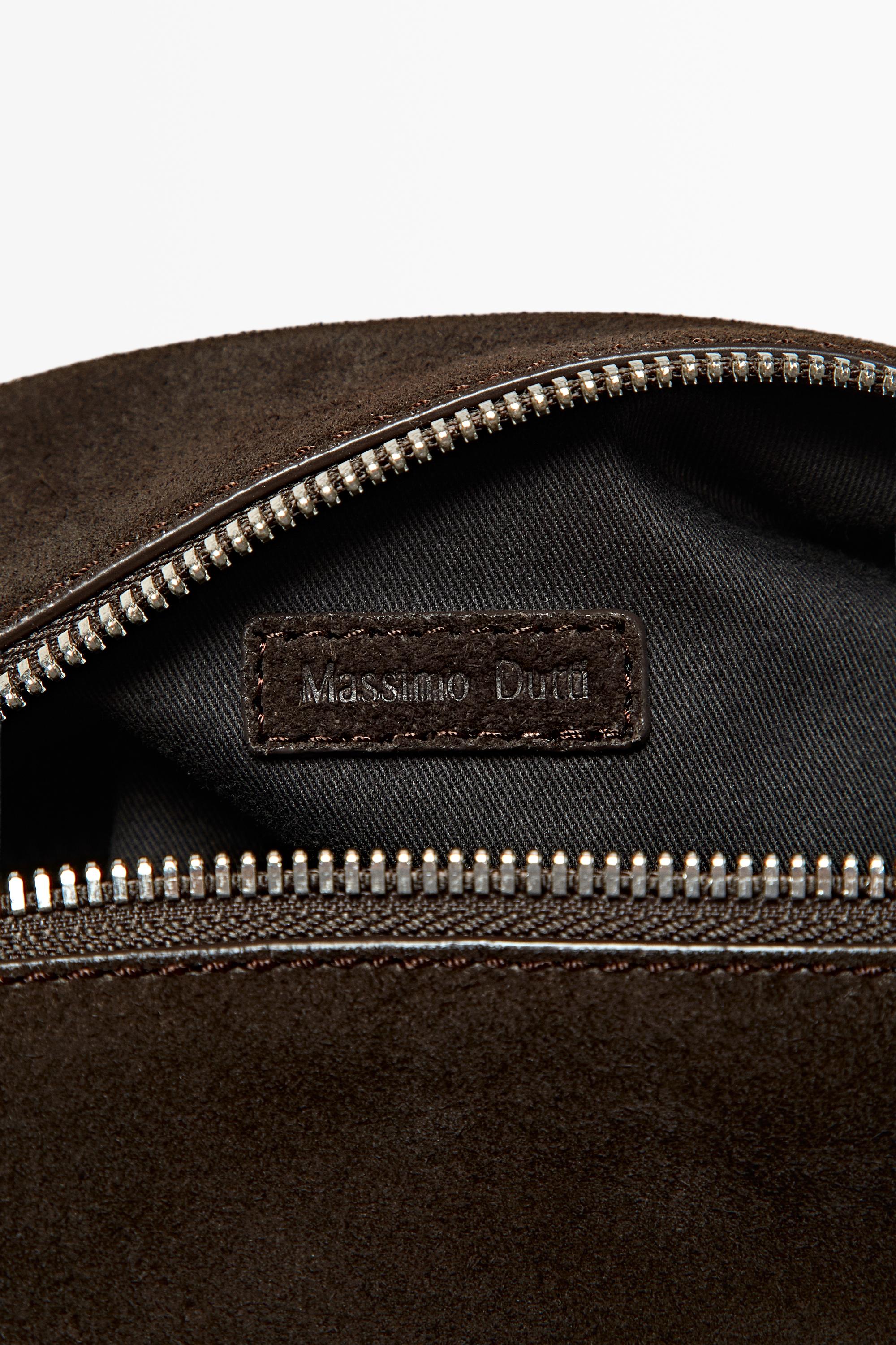 Mini split suede leather toiletry bag