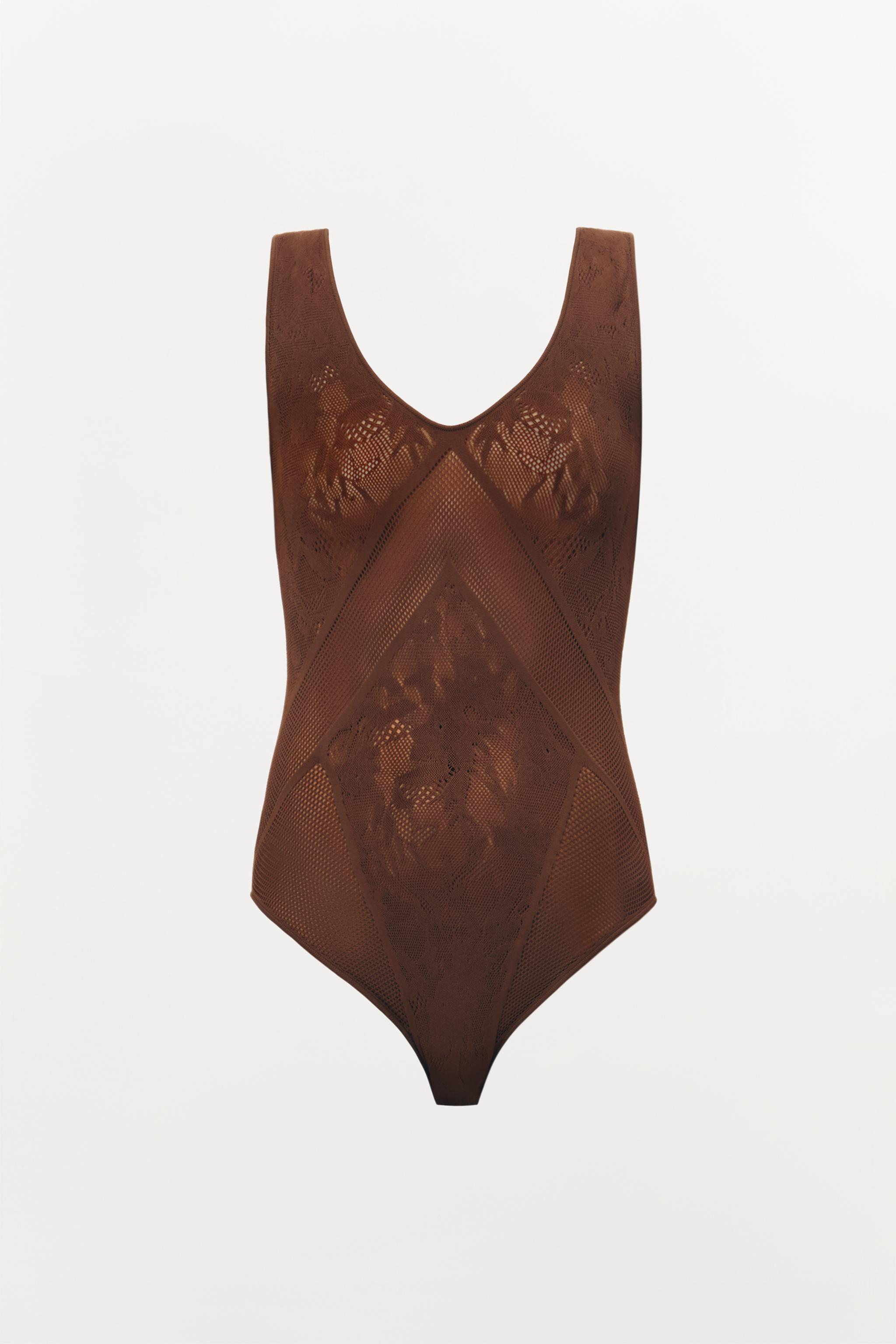 ZARA シームレスレースボディスーツ 8779/511 SEAMLESS LACE BODYSUIT - Brown | ZARA United States