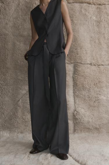 ZW COLLECTION BELTED TROUSERS - Dark grey by Zara