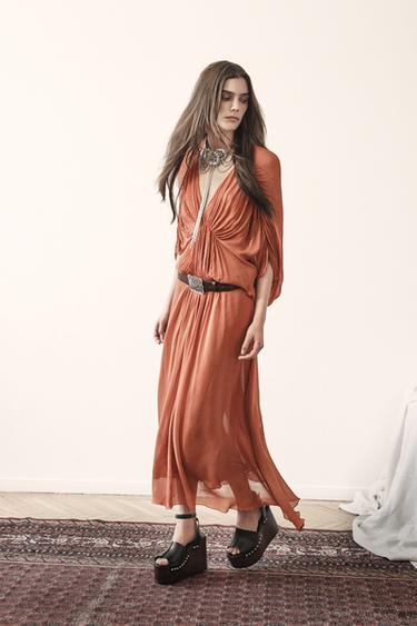 DRAPIERTES KLEID, ZW COLLECTION - Ziegelrot von Zara - Bild 0