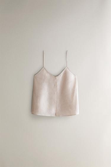 LEINENTOP MIT KNÖPFEN - Altrosa von Zara - Bild 0