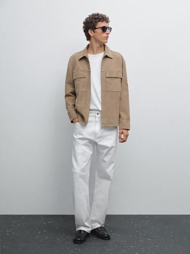 Zara Short suede leather jacket - Beige