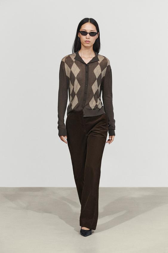 Pantalón flare fit pana - Chocolate de Zara - Imagen 0