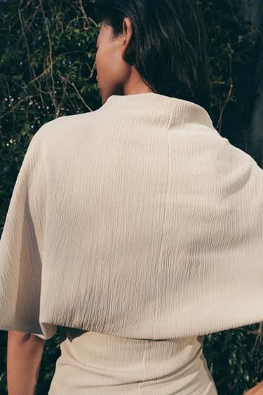 PLEATED TEXTURED TOP - Beige by Zara - Image 2