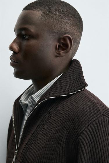 PURL KNIT QUARTER-ZIP JUMPER - Chocolate by Zara - Image 4