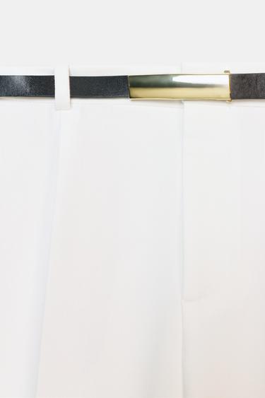 PANTALON DROIT AVEC CEINTURE - Écru de Zara - Image 7