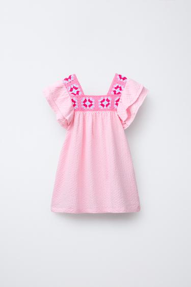 TEXTURED CROCHET DRESS - Pastel pink by Zara - Image 0