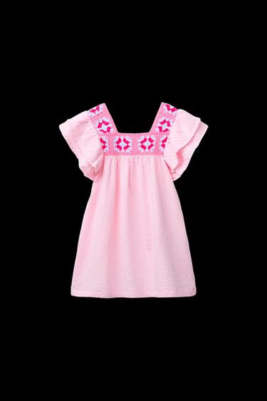 TEXTURED CROCHET DRESS - Pastel pink by Zara - Image 0