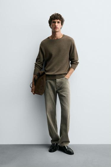 TWISTED YARN TEXTURED SWEATER - Dark brown by Zara