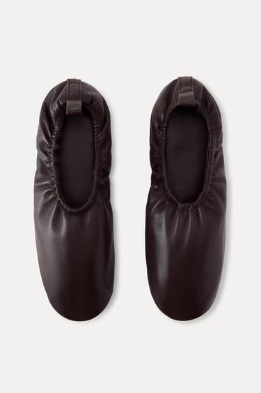 CHAUSSURES EN CUIR 100 % ÉDITION LIMITÉE - Marron de Zara - Image 2