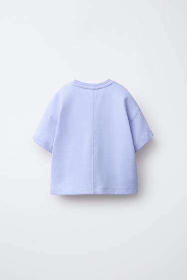 T-SHIRT UNI INTERLOCK - Bleu pastel de Zara - Image 1