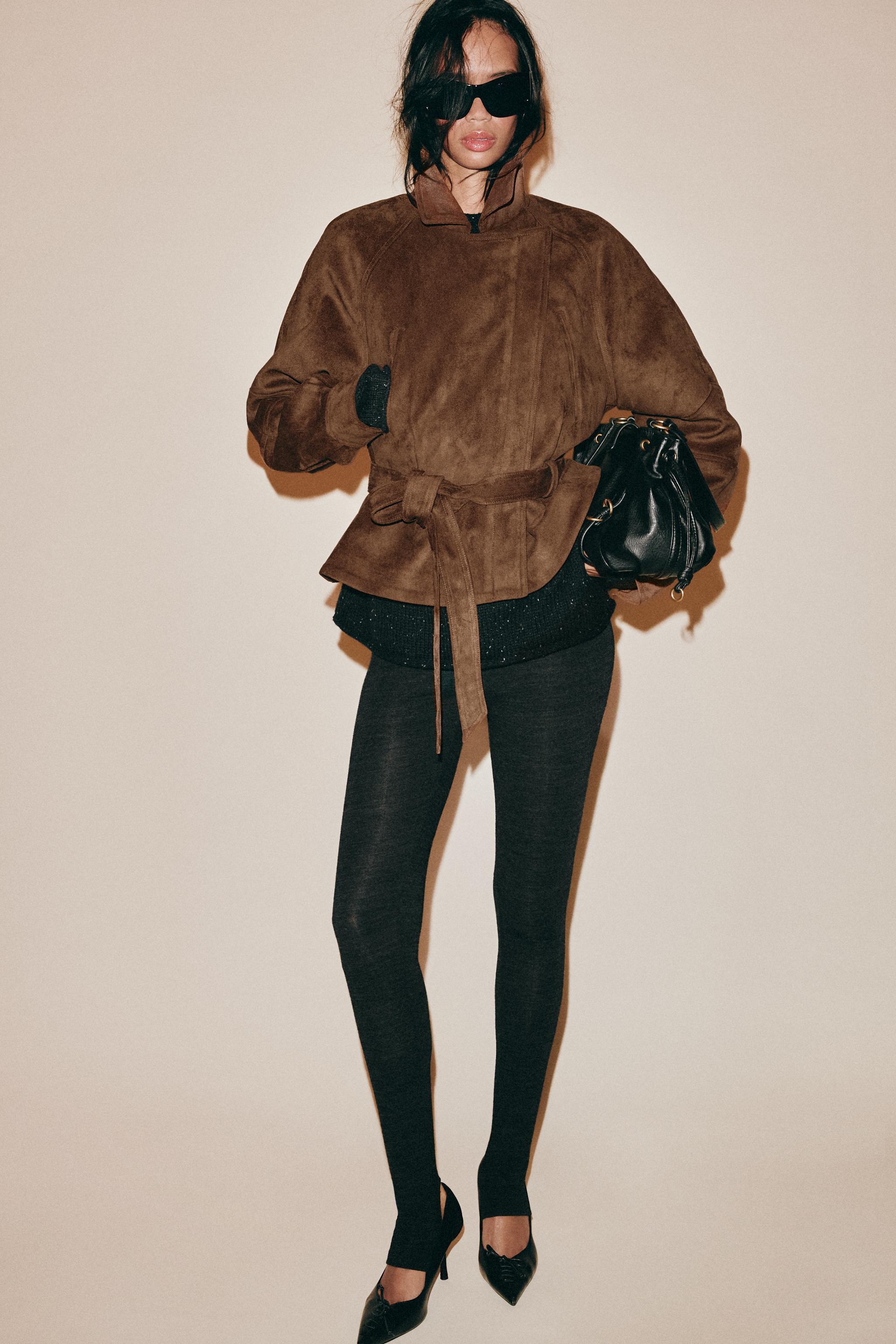 Faux Suede Belted Jacket by Zara