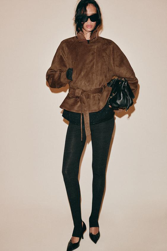 FAUX SUEDE BELTED JACKET - Toffee by Zara - Image 0