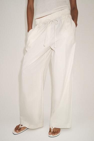 PANTALON POPELINE ZW COLLECTION - Écru de Zara