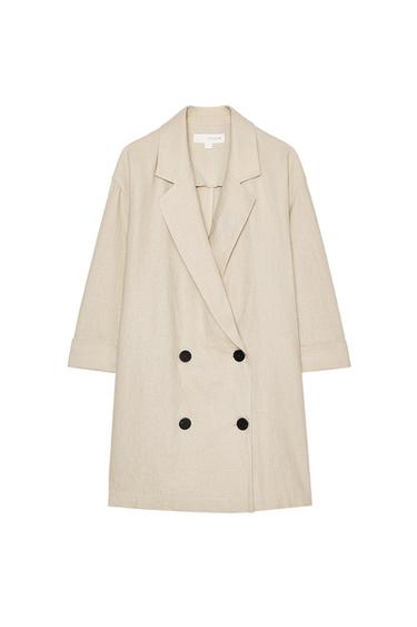 DOUBLE-BREASTED LINEN BLEND BLAZER