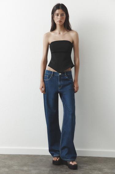 JEANS TRF WIDE LEG TIRO MEDIO - Índigo oscuro de Zara - Imagen 0