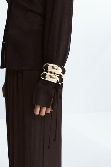 SEMI-SHEER SHIRT WITH TIES - Dark brown by Zara - Image 3