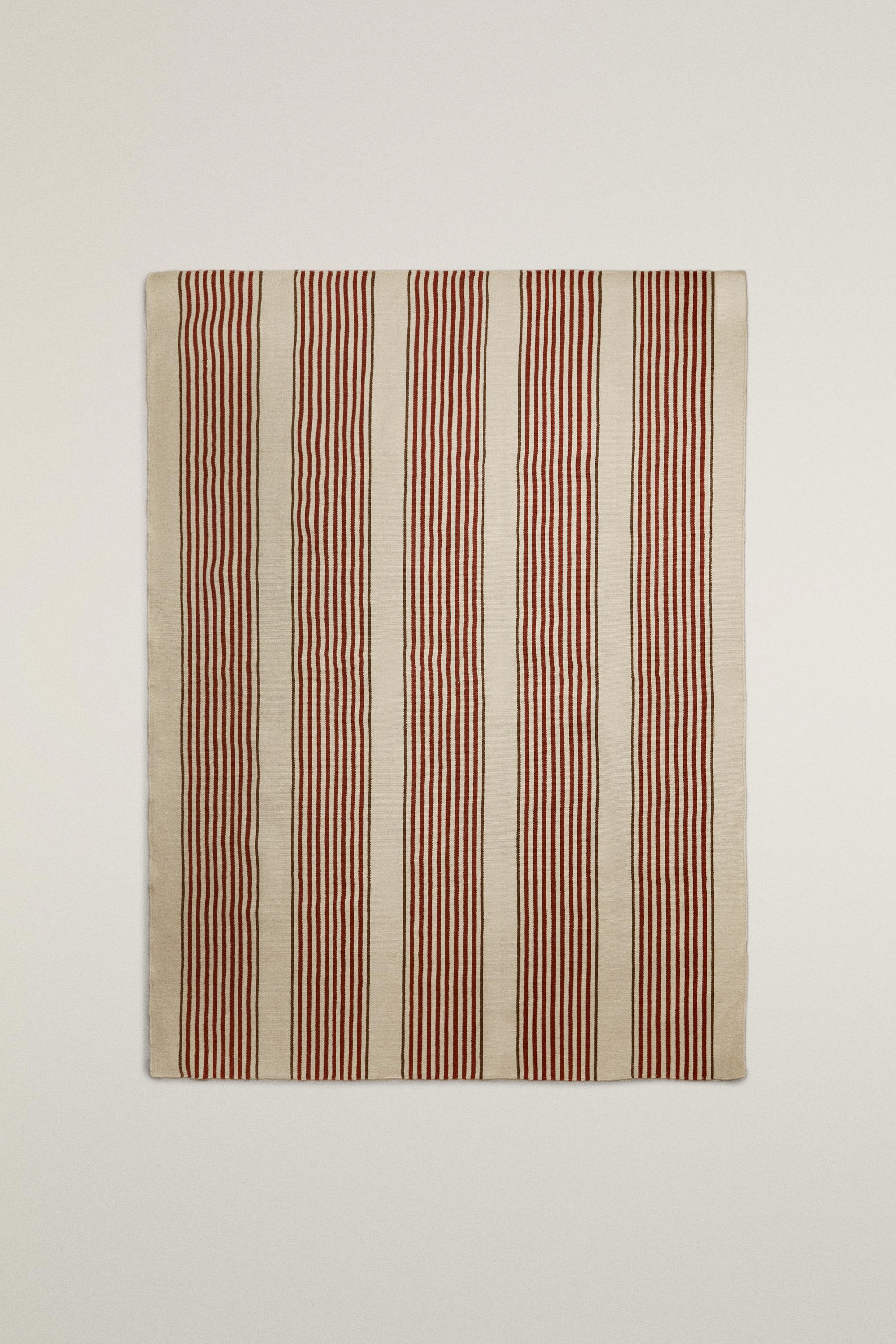 STRIPED IUTE AND COTTON AREA RUG