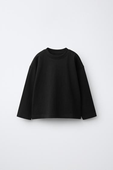 ENSFARVET T-SHIRT - Sort fra Zara