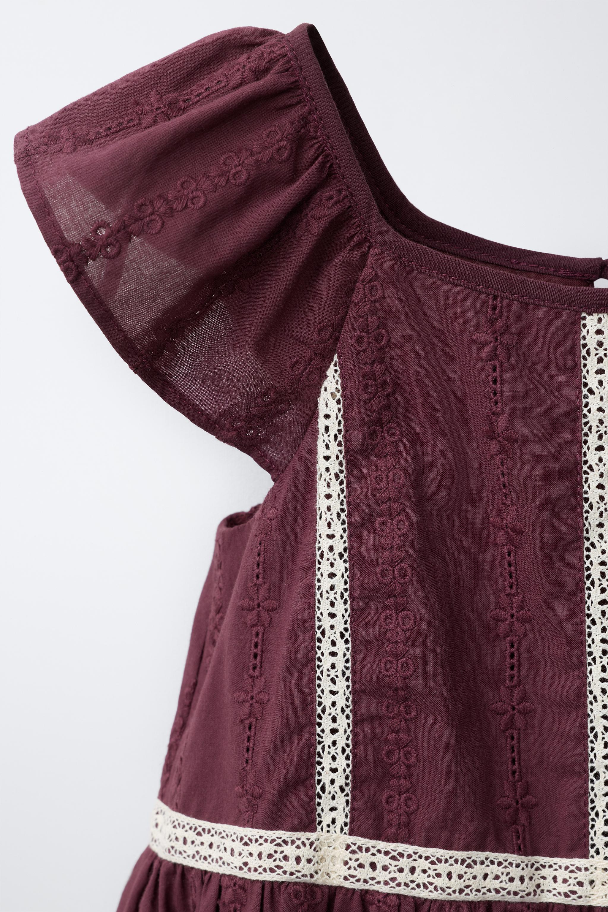 LACE DETAIL DRESS - Maroon | ZARA United States LACE DETAIL DRESS - Maroon | ZARA United States