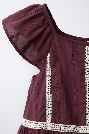 LACE TRIM DRESS - Burgundy by Zara - Image 2