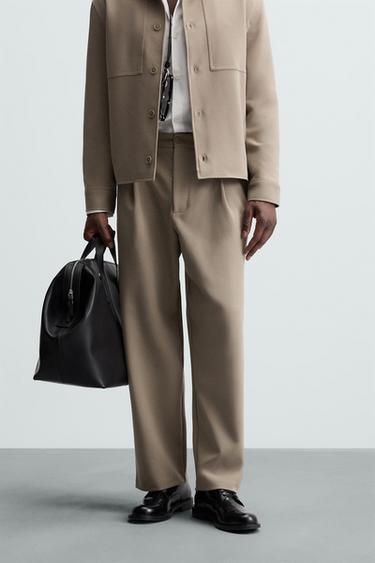 PANTALÓN RELAXED FIT PLIEGUES - Tostado de Zara