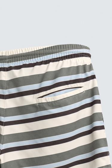 STRIPED MID-LENGTH SWIMMING TRUNKS - Multicoloured by Zara - Image 8
