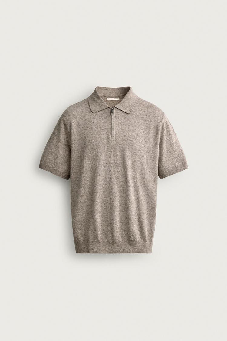 REGULAR FIT KNIT ZIP POLO SHIRT