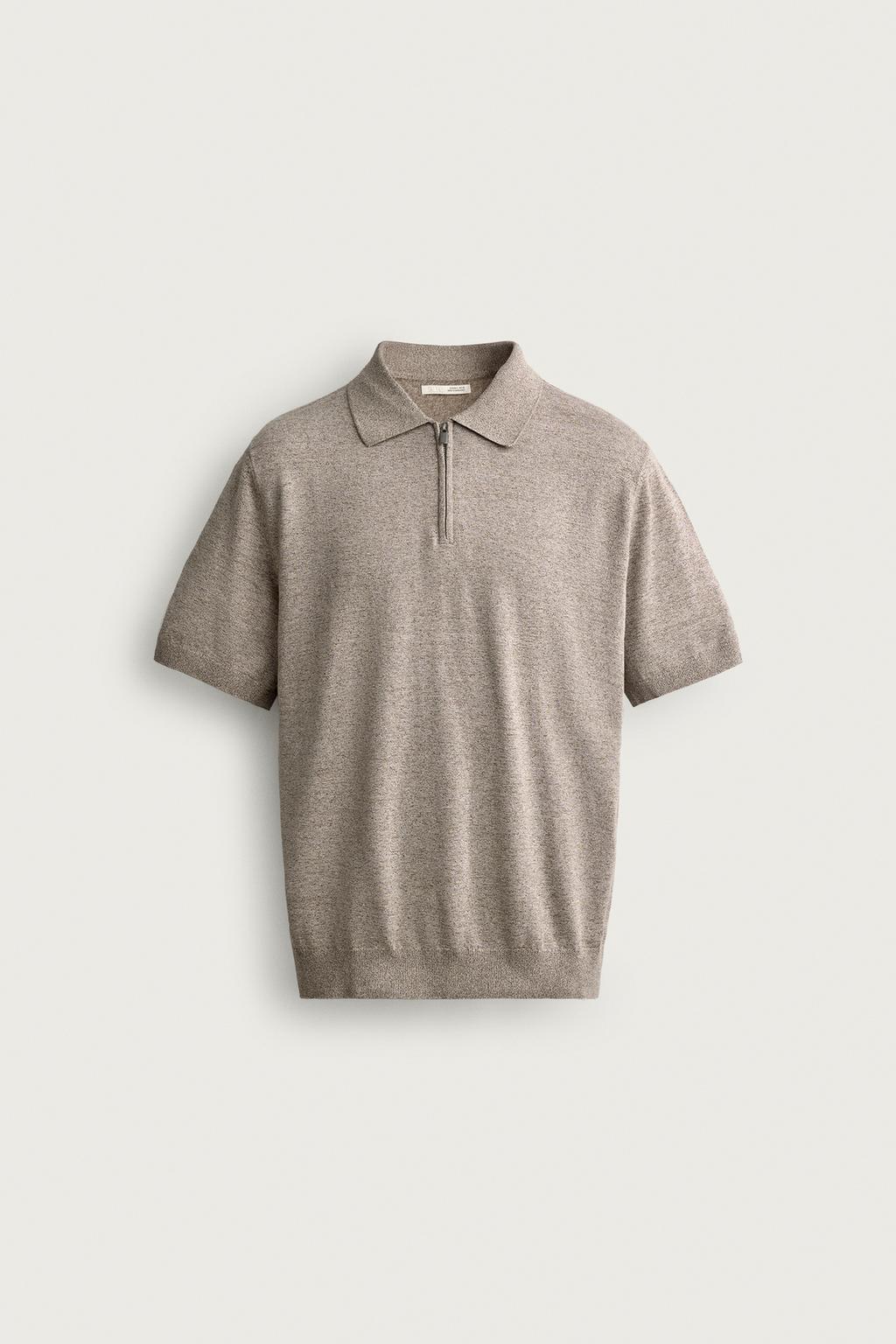 REGULAR FIT KNIT ZIP POLO SHIRT