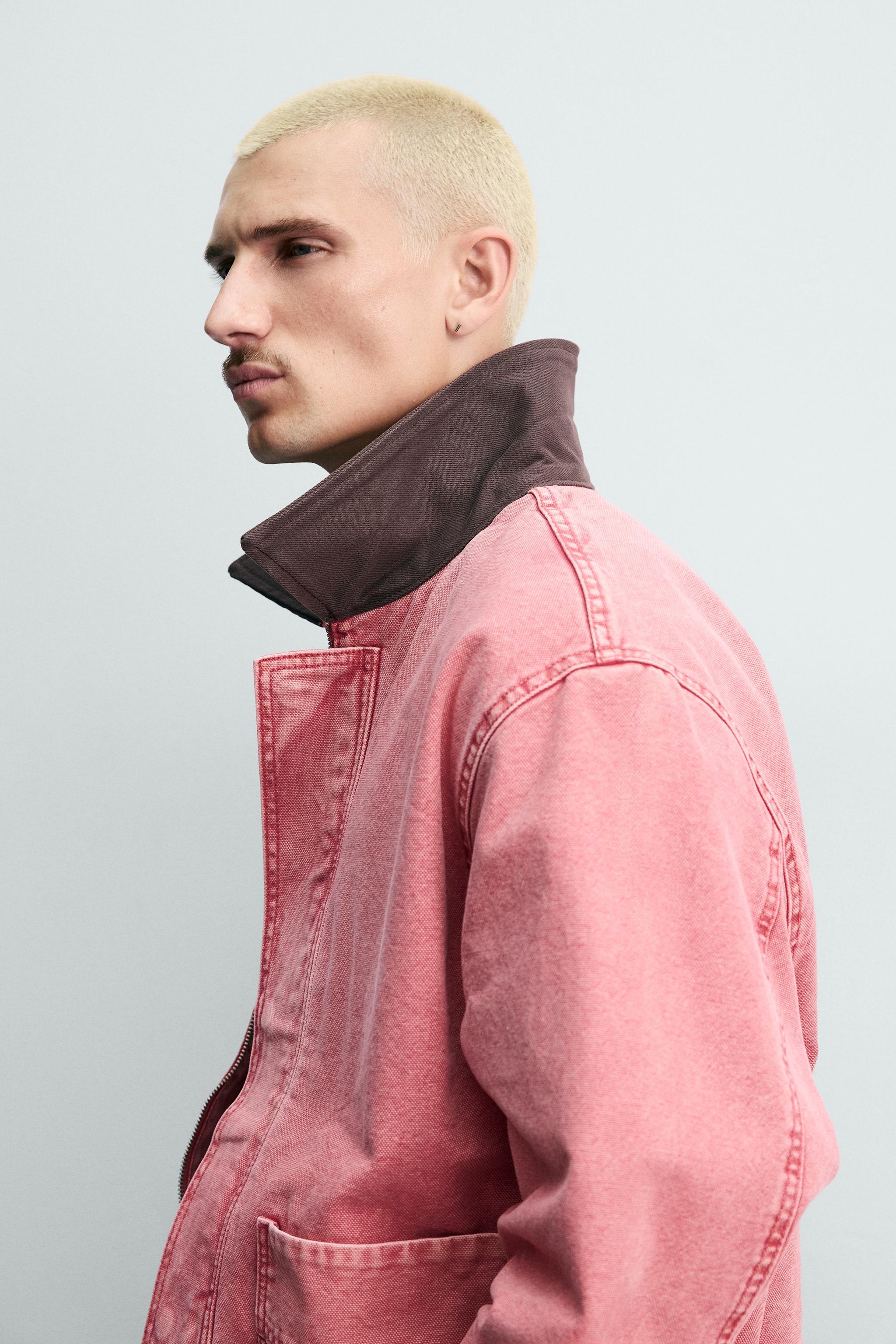 BLOUSON RELAXED FIT LAVÉ À COL CONTRASTE