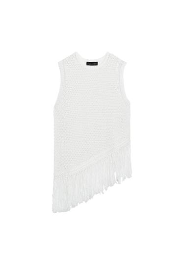 KNIT TOP WITH FRINGING