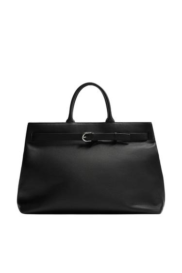 LEATHER BELT HANDBAG - Black by Zara