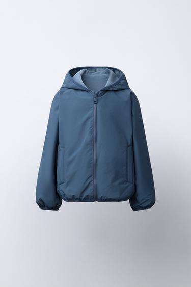 Zara REVERSIBLE NYLON FLEECE JACKET - Navy blue