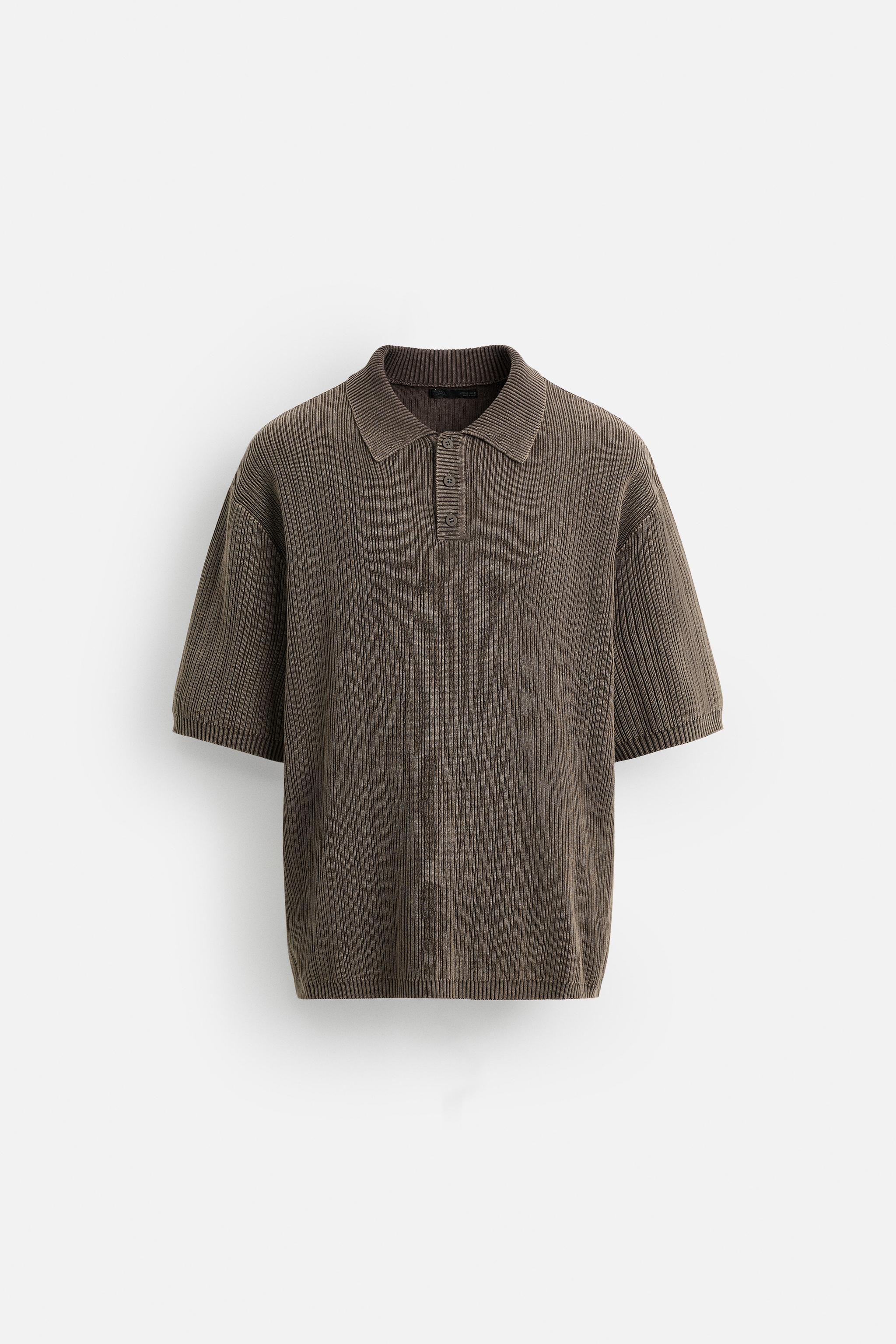 POLO EN MAILLE STRUCTURÉE DÉLAVÉE