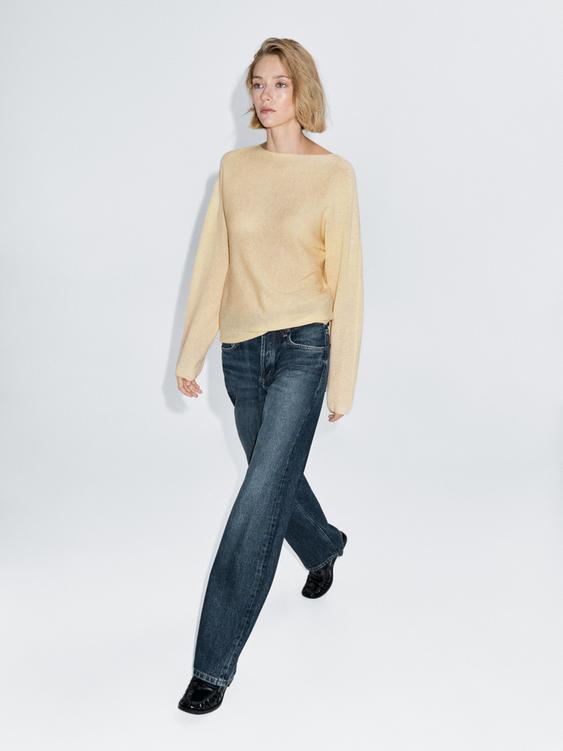 Boat neck knit sweater