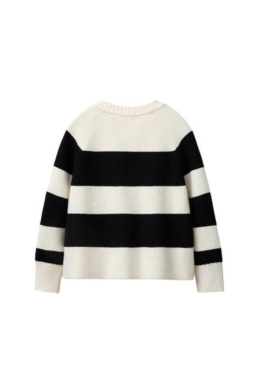 Zara STRIPED KNIT CARDIGAN - striped