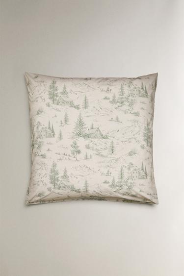 CHRISTMAS TOILE DE JOUY PERCALE PILLOWCASE - Beige by Zara - Image 1