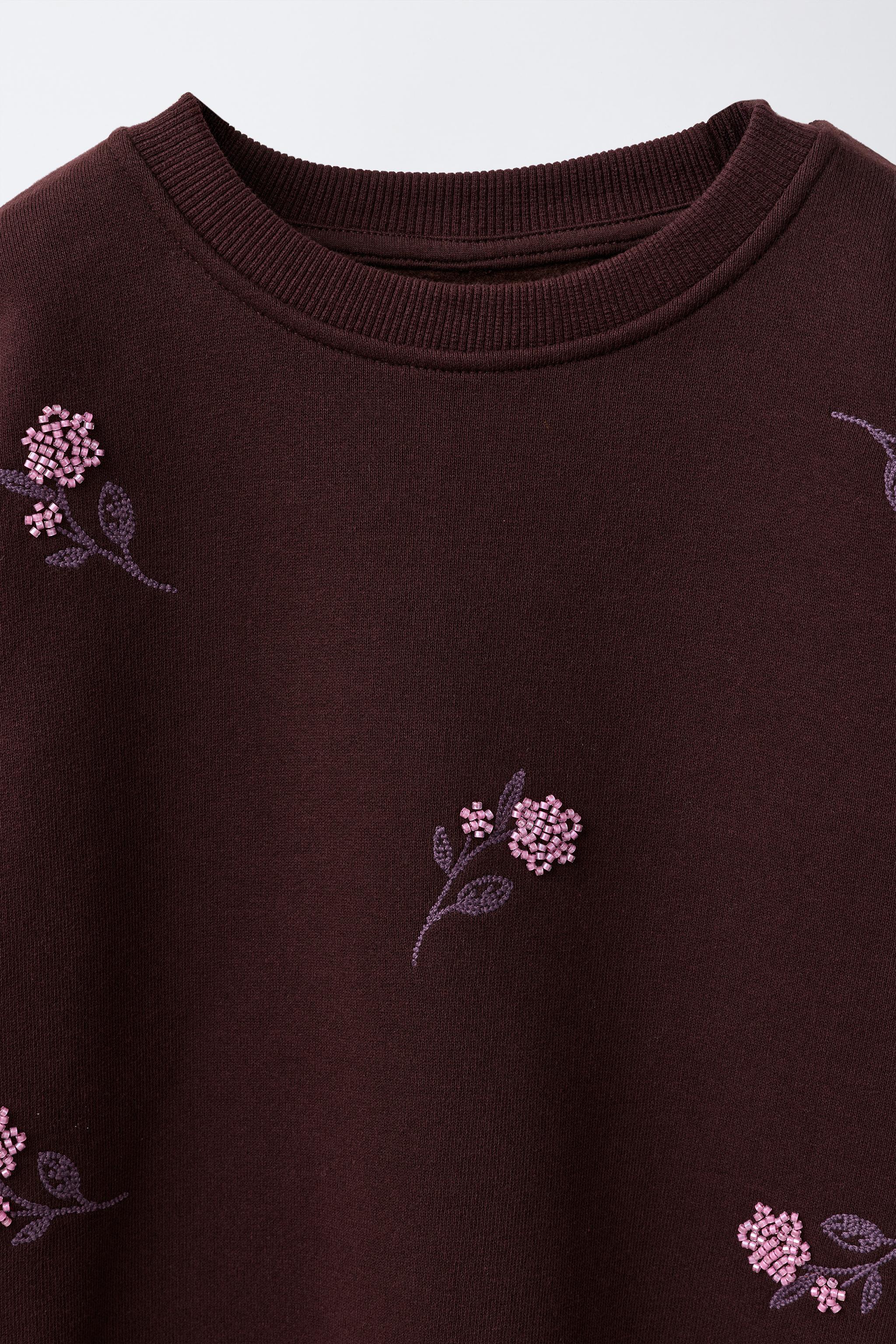 BEADED FLORAL SWEATSHIRT