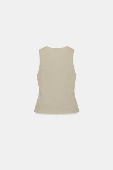TOP DRAPÉ EN MAILLE - Sable de Zara - Image 5