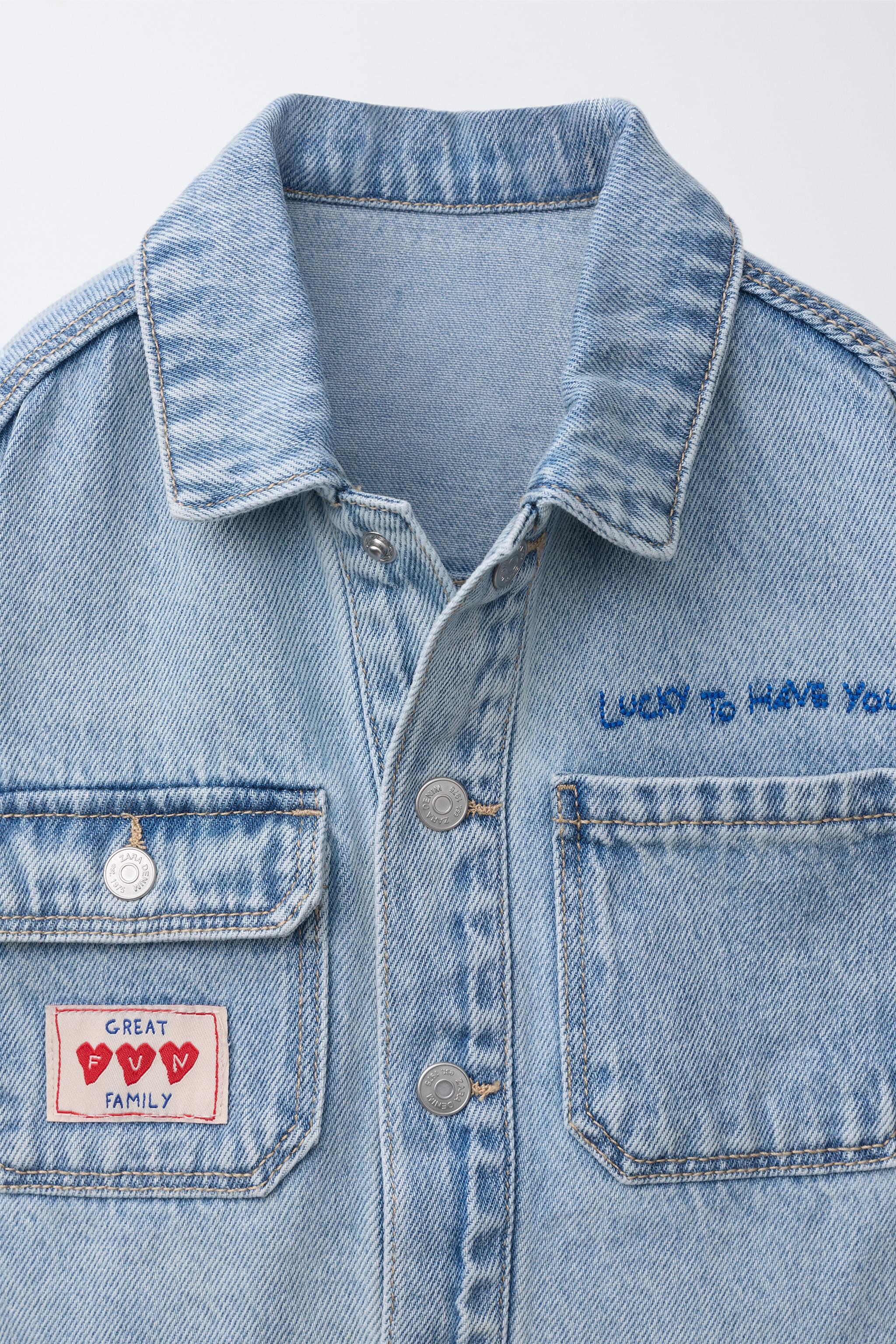 刺繍＆ハート柄デニムジャケット - ライトブルー | ZARA Japan / 日本