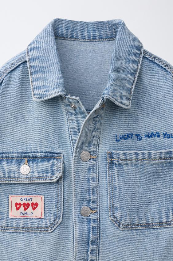 EMBROIDERED HEART DENIM JACKET - Light blue | ZARA Spain