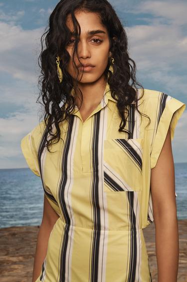 LIMITED EDITION STRIPED PUFF DRESS - Yellow by Zara - Image 1