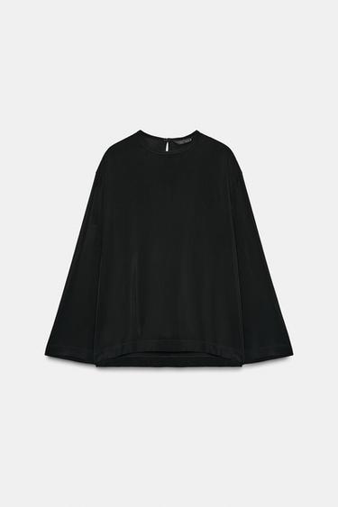 Zara ZW COLLECTION 飄逸罩衫 - 黑色